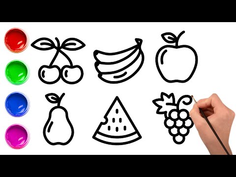 Aprende a dibujar Frutas 🍎🍐🍉🍇🍒 Dibujos para niños | Chiki Arte