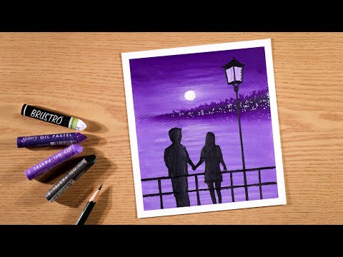 Beautiful Couple Drawing with Oil Pastels / Step by Step