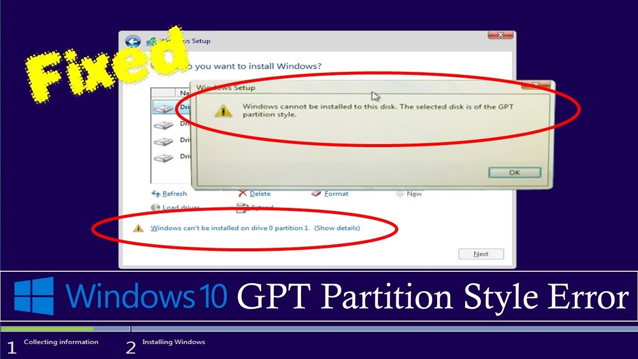 Solved: Windows cannot be installed on this disk. The specified disk is of gpt partition style. - The Teacher