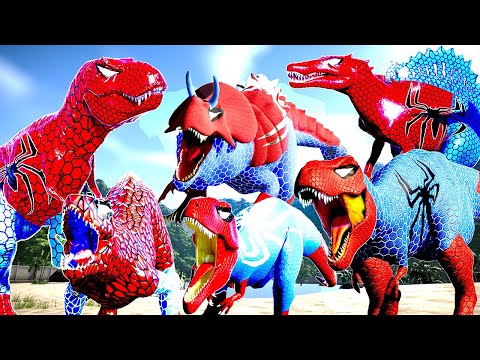 ALL RED SPIDER MAN SUPERHERO COMPLICATION OF AC GAMING - T-Rex, Spinosaurus, Indominus Rex and MORE!