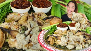 นึ่งเห็ดปลวก น่องไก่สมุนไพร จั้มแจ่วนัวๆหอมๆ เก็บถัวฝักยาวอิแม่กรอบหวานคักจ้า 