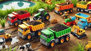 Building a Sand Bridge with Cars and Trucks | Farm Adventure with Dump Trucks & Excavators for Kids