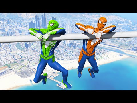 Rainbow Spiderman Ragdolls in GTA 5 Ep.1