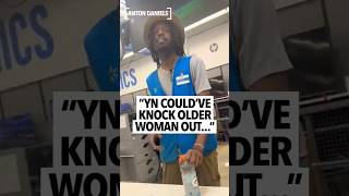 Cursing older black woman confronts YN working at Walmart... decides to throw her drink at his face