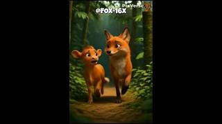 A brave Fox saves an lost baby cow from a bear🦊#animalrescue #animation #animationstory #animals #ai