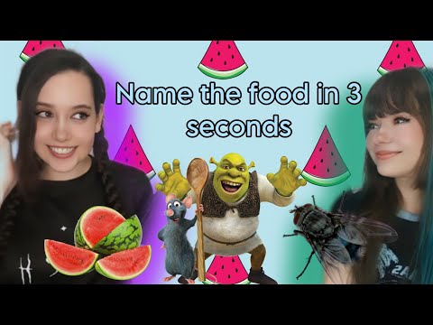 Name the food in 3 seconds or get sprayed with water ! With @nikkihatsunecosplay 💜💚
