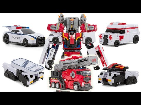 Tobot Rescue Doc SSen Boom 5 Combo SOS Police Amblulance FireTruck Re Cut Edition TransFormation