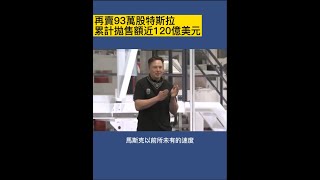 馬斯克再賣93萬股特斯拉，累計拋售額近120億美元