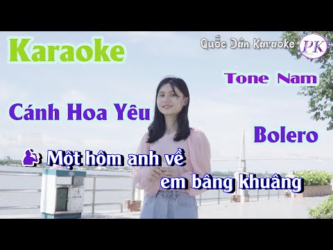 Karaoke Cánh Hoa Yêu | Bolero | Tone Nam (Bm,Tp:80) | Quốc Dân Karaoke