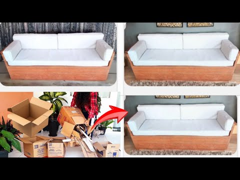 DIY COMO FAZER SOFÁ SUPER RESISTENTE USANDO CAIXAS DE PAPELÃO QUE IRIAM PARA O LIXO | IDEIA GENIAL