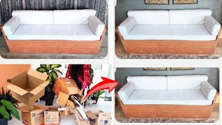 DIY COMO FAZER SOFÁ SUPER RESISTENTE USANDO CAIXAS DE PAPELÃO QUE IRIAM PARA O LIXO | IDEIA GENIAL