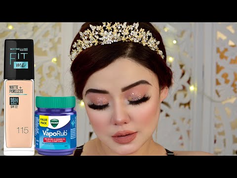 Endearing Nude Makeup Tutorial | Soft Peach Glitter Eye Makeup || Cocktail Party Makeup