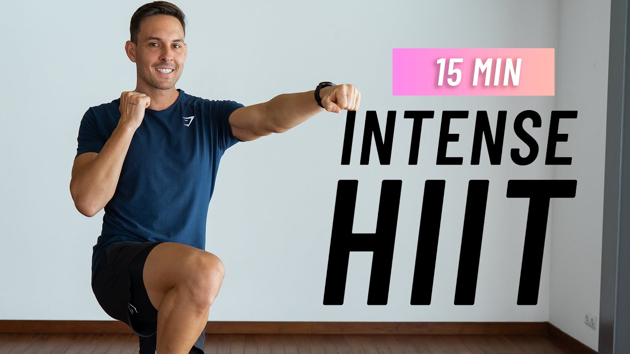 15 Min Intense HIIT Workout For Fat Burn & Cardio (No Equipment, No Repeat)