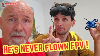 HIS FIRST TIME FLYING AN FPV DRONE ! Budget Friendly First Person View (FPV) Drone for 100% NOOBS