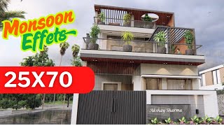 25x70 House Design 3D | 1750 Sqft | 194 Gaj  | 5 Bed Rooms | 8x19 Meters | 3D Floor Plan