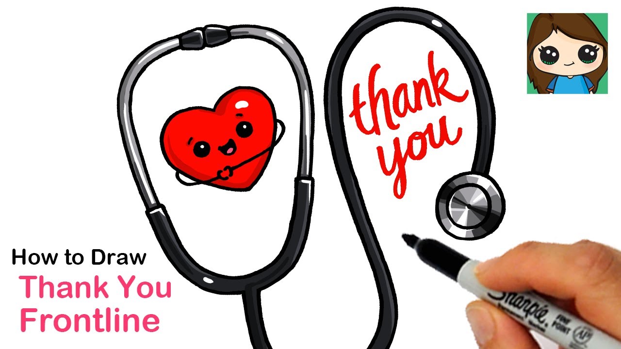 Thank You Frontline Coronavirus Awareness Art How to Draw a Stethoscope