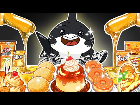 ASMR MUKBANG | Tralalero Tralala HONEY JELLY CANDY RECIPE Desserts Yellow Food Mukbang | Animation