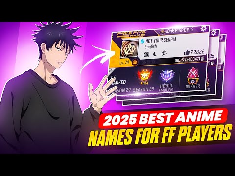 Top 20 Anime  Names for Free Fire | Top 10 Unique Names for Free Fire | Top 20 Attitude names