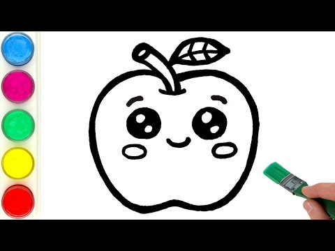 Cute Apple Picture Drawing, Painting, Coloring for Kids, Toddlers | Learn to Draw Fruits