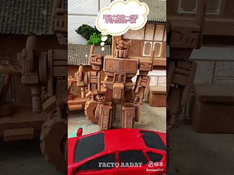 A vip robot 👍 minni wood toy-woodworking art skill hand wood crafts #crezyxy #facts