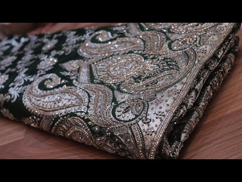 ARNG-3365 "The Bottle Green" Premium Banarasi Silk Saree||Silk||Crystals||Zardozi||Silver Zari