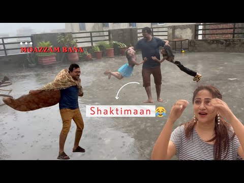 Toofani Barish Main Moazzam Bana Shaktimaan 🤣🤣🤣  || Iman and Moazzam Vlog#427