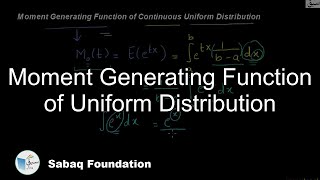 Moment Generating Function of Uniform Distribution