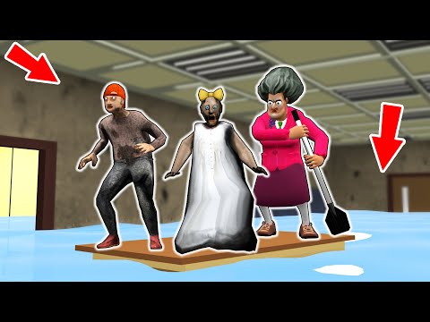 Granny vs Scary Teacher 3D vs flood at school - funny horror animation (p.193)