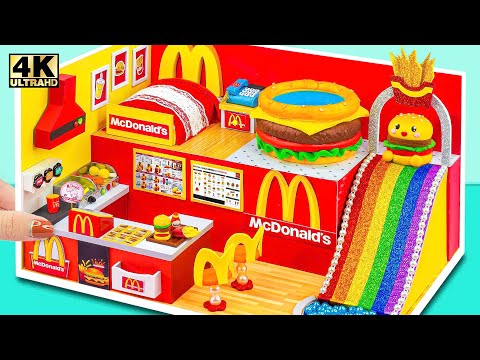 AMAZING Idea Reuse Cardboard DIY Miniature McDonalds Playhouse has Rainbow Slide, Amusement Area ❤️