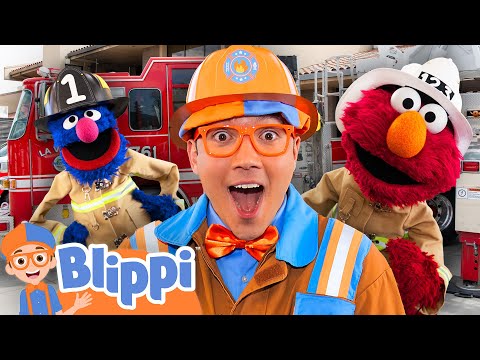 Can Blippi, Elmo & Grover Handle the Firefighter Challenge? | Sesame Street x Blippi