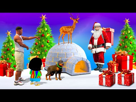 GTA 5 | GTA5 SHINCHAN & FRANKLIN DANCED WITH SANTA AND GOT MANY GIFTS IN CHRISTMAS IN GTA 5