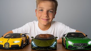 Mark and 3 supercars in 1:18 scale - Mercedes, Lamborghini, Bugatti