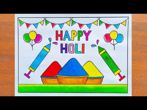 Holi Drawing / Happy Holi Drawing Easy / Holi Festival Drawing Easy Steps / Holi Special Drawing