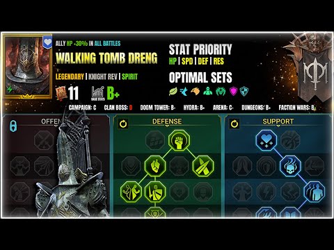 FULL Walking Tomb Dreng Showcase! MASTERIES & BUILD! | RAID Shadow Legends