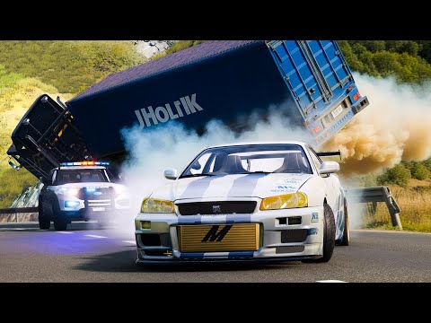 Skyline R34 & Dodge Charger: The Ultimate Police Escape