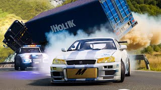 Skyline R34 & Dodge Charger: The Ultimate Police Escape