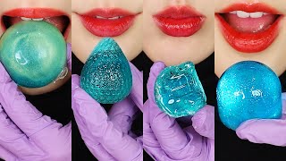 30MINUTES EMOJI EATING ASMR GLASS JELLY, WAX CANDY MUKBANG ASMR 🍎