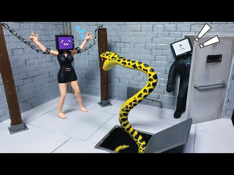 Making TV Man Save TV Woman from Snake - Skibidi Toilet | Polymer Clay | Diorama