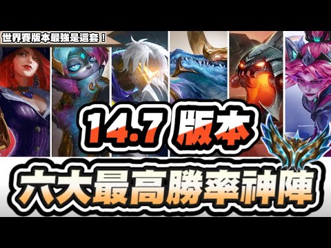 【聯盟戰棋】14.7版本，六大最高勝率陣容！現在T0陣是這套！九五大崛起？破譯還能玩？哪套九五最強？│云頂之弈 TFT