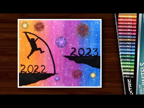 How to draw happy new year 2023 drawing for beginners step by step | New year drawing