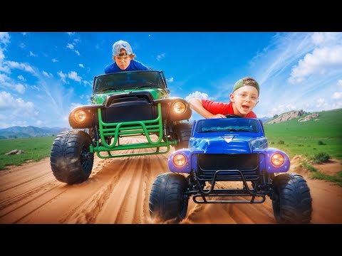 Car Toys for Kids in a Police Chase with Monster Trucks