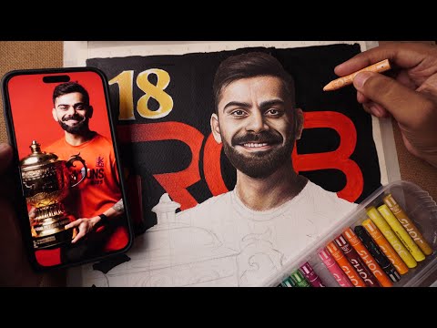 Virat Kohli Drawing,  Face Colouring Tutorial,  Oil Pastel Drawing, Step By Step 😍