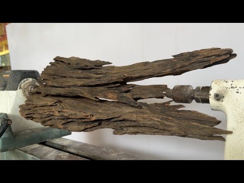 Woodturning -  Creating Art from Sea-Found Driftwood with Epoxy Resin on a Wood Lathe.