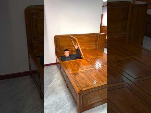 Amazing hidden bed 🥰-mini wood toy- woodworking art skill/wood hand#shorts