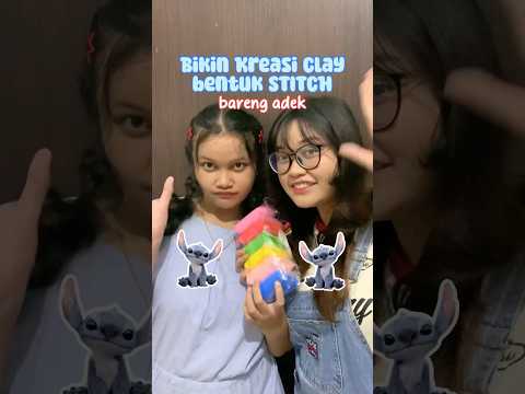 BIKIN KREASI CLAY BENTUK STITCH BARENG ADEK‼️💙 #stitch #liloandstitch #artbytatae #kreasiclay