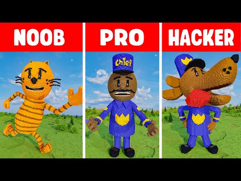 Minecraft DOG MAN STATUE BUILD CHALLENGE - NOOB vs PRO vs HACKER