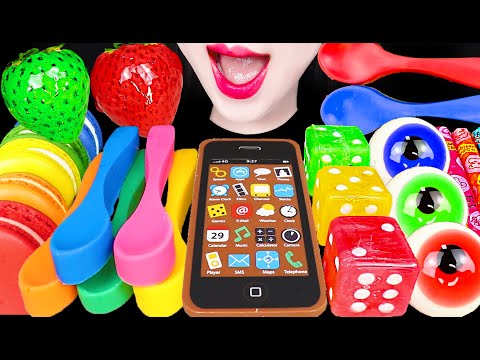 ASMR Edible iPhone Jelly Dice Candy 먹는 주사위 사탕 아이폰 젤리 먹방 Mukbang, Eating