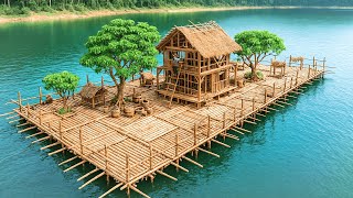 Man Builds a GIANT Floating Bamboo Island from Scratch | Full Process by @7Asian
