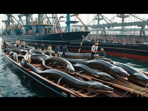 Giant Eels - How American Fishermen Catch Hundreds of Eels and Tons of Fish in Giant Nets?