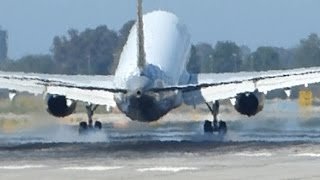 Vueling A321 aterrizaje con viento cruzado